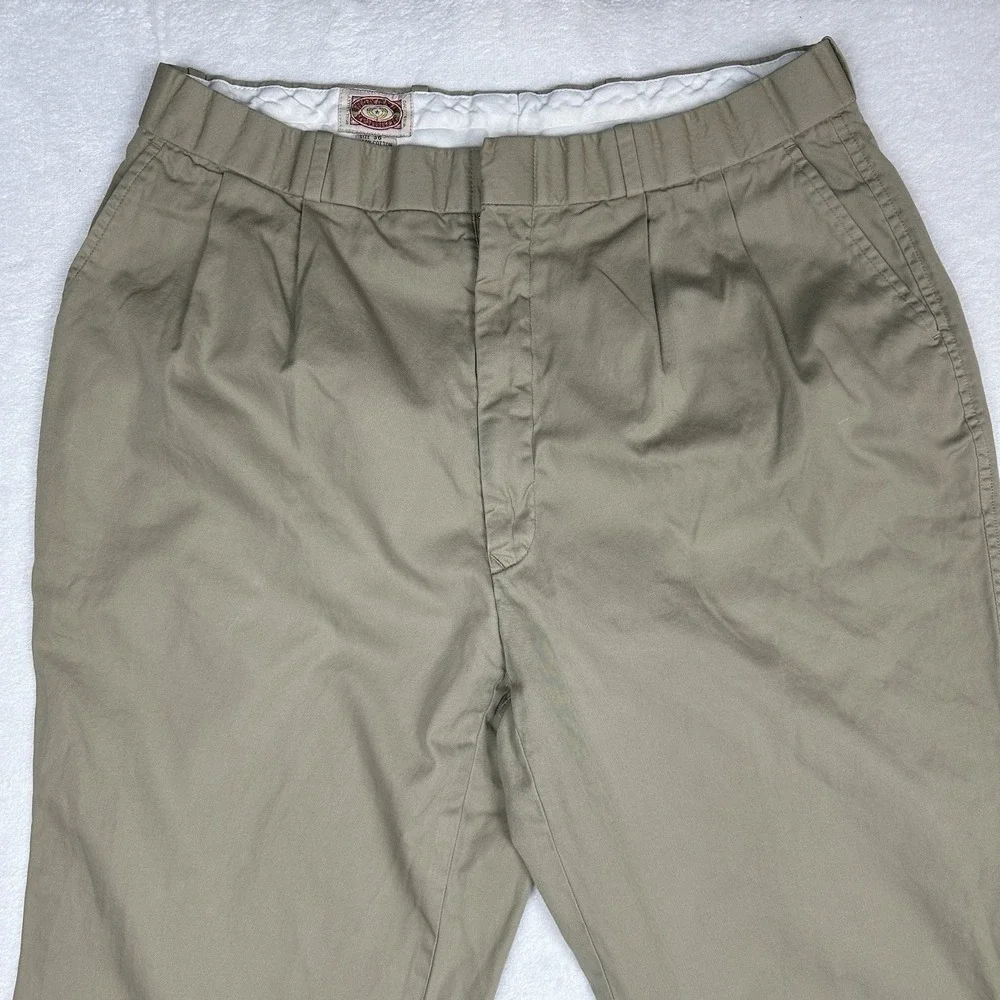 Dickies Mens Pleated Front Elastic Waist Khaki Pants‎ Trousers